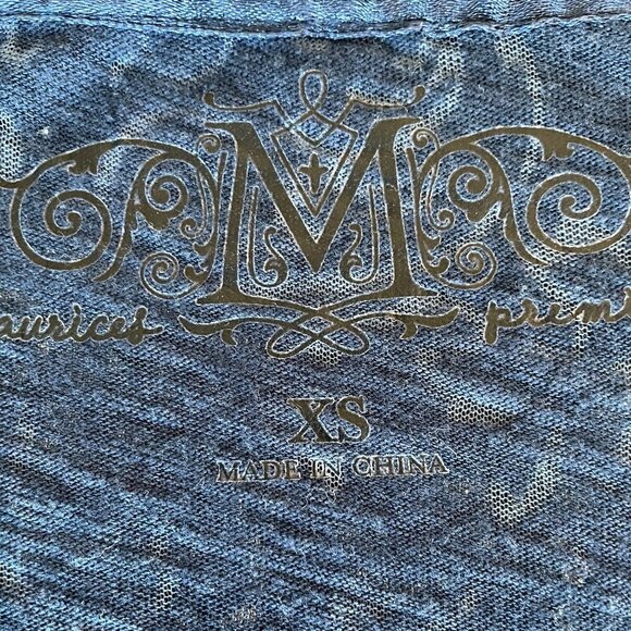 Maurices V-Neck Embellished Graphic Fitted T-Shirt Blue/Silver, Size XS - Picture 8 of 10